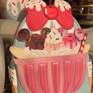 Loungefly Pink and Cream Ice Cream Backpack